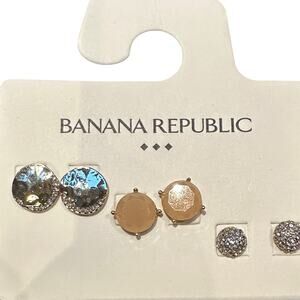 Banana Republic Three-Pair Stud Earring Set — Silver NWT